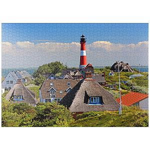 Пазл MyPuzzle Special Collection by Puzzle Galaxy Thatched Cottage Houses in the Dunes with Lighthouse by Hörnum, Island of Sylt Premium 1000 деталей - Фото 1