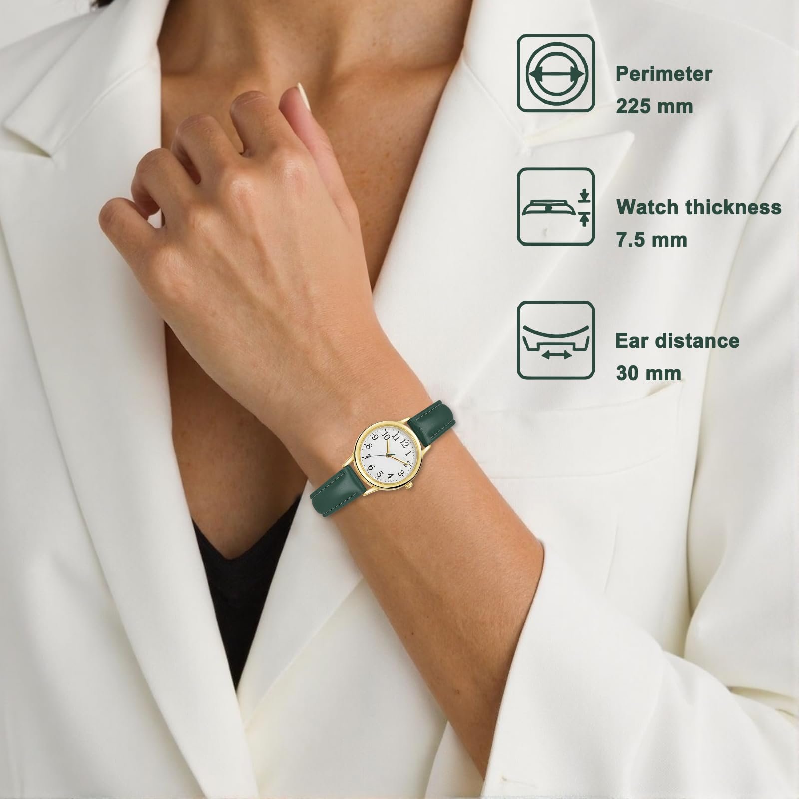 Часы наручные Ziyonix Женские Аналоговые Кварцевые Кожаный Зеленый, фото №4 Часы наручные Ziyonix Женские Аналоговые Кварцевые Кожаный Зеленый, фото №4