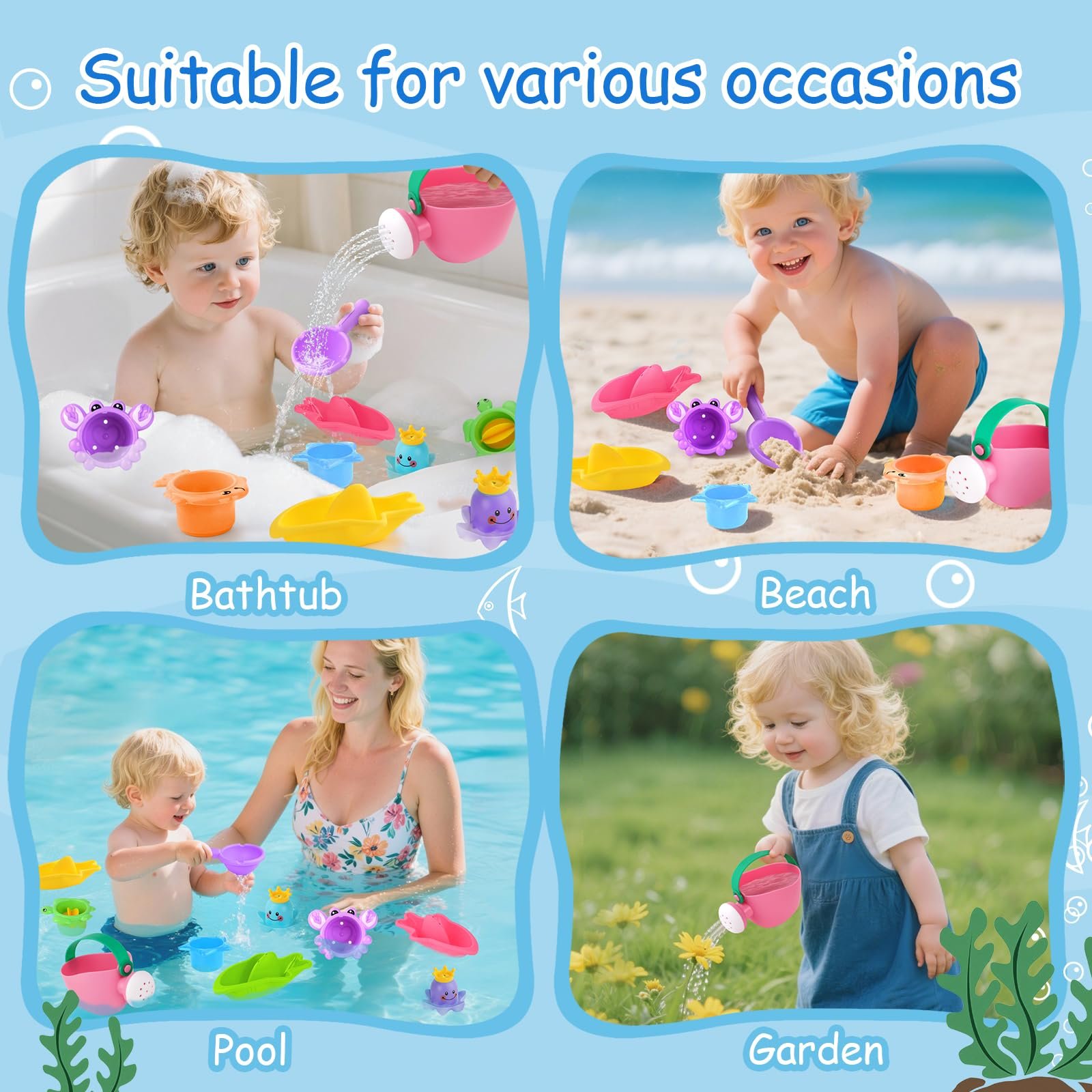 Игрушка для ванны NoBrand Разноцветный, набор 13 штук, фото №7