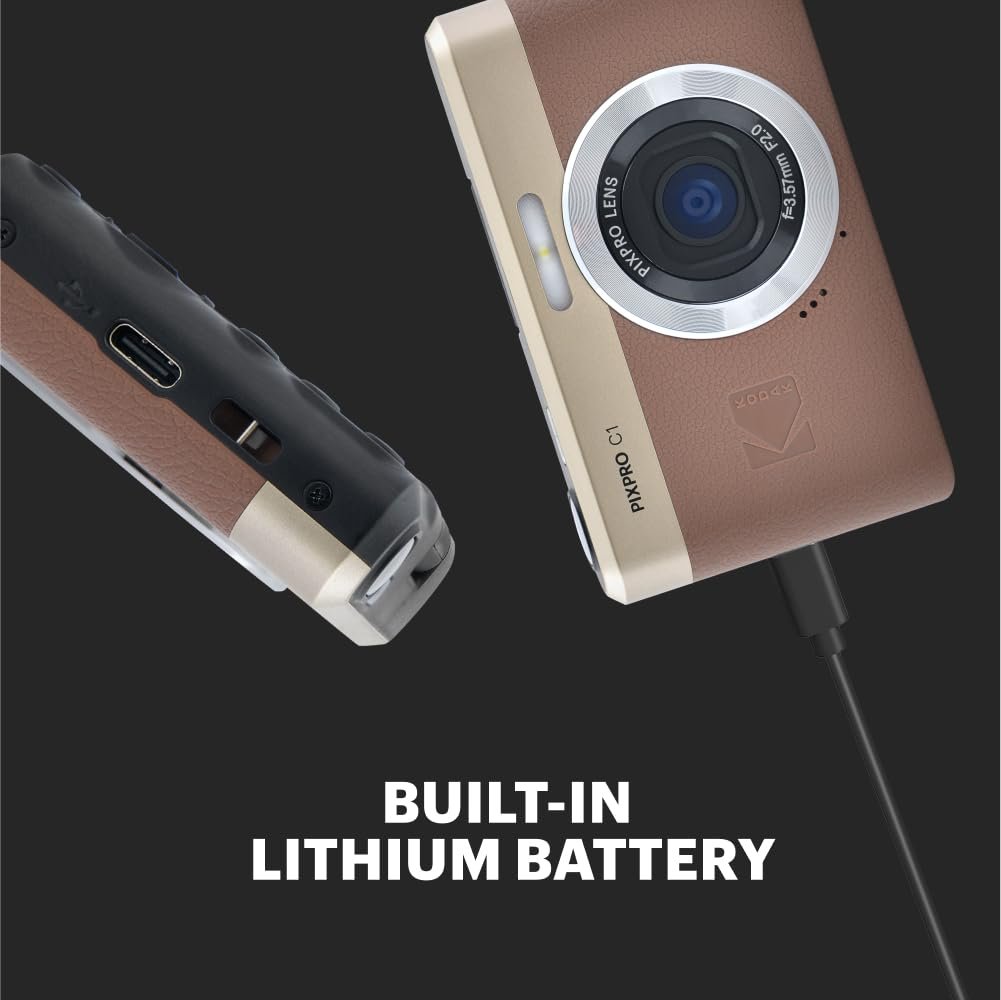 Цифровая камера KODAK Pixpro C1 Ultra Compact 13MP BSI CMOS, 4X Zoom, 7.1 cm LCD экран, LED вспышка - Marron, фото №5