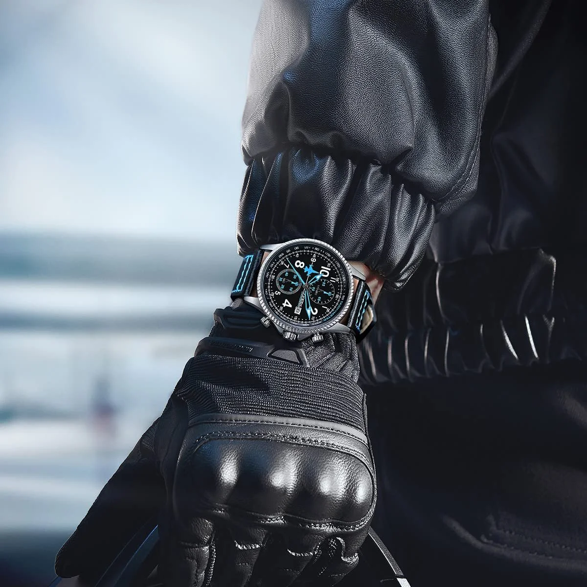 Мужские спортивные часы SHENGKE Sinobi Chronograph Multifunctional с календарем, датой, водонепроницаемые, фото №5 Мужские спортивные часы SHENGKE Sinobi Chronograph Multifunctional с календарем, датой, водонепроницаемые, фото №5