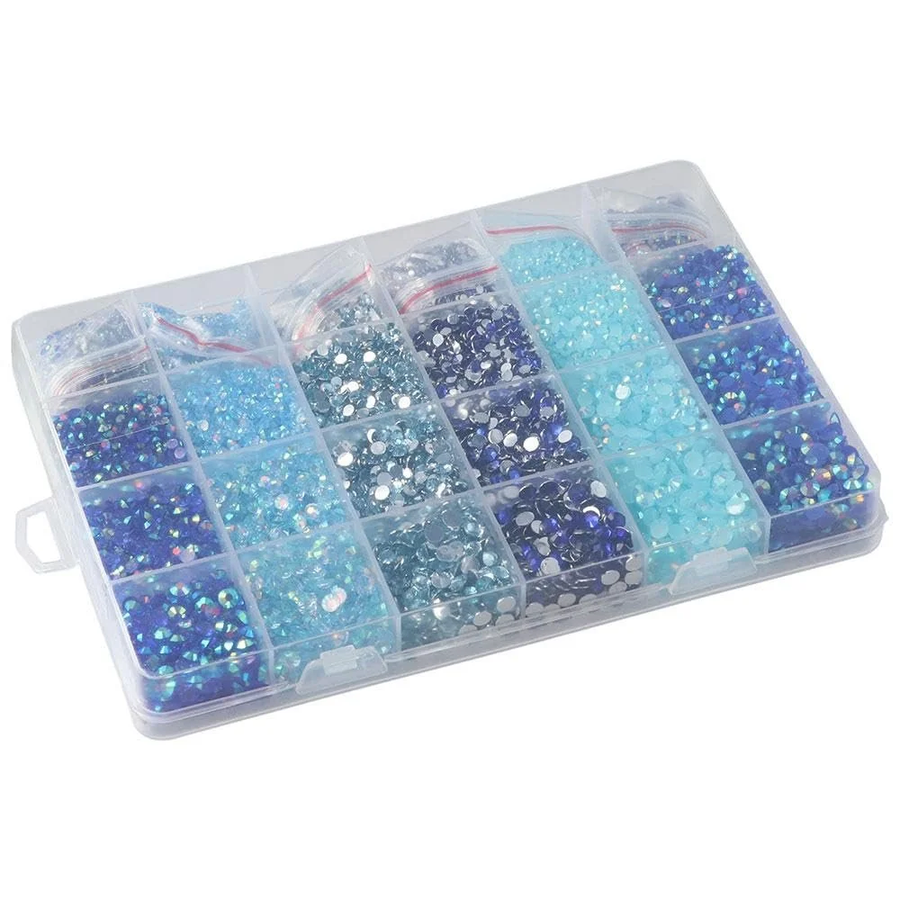 Стразы из искусственной смолы 2 mm, 3 mm, 4 mm, 5 mm, Синий, 30000 шт, фото №4