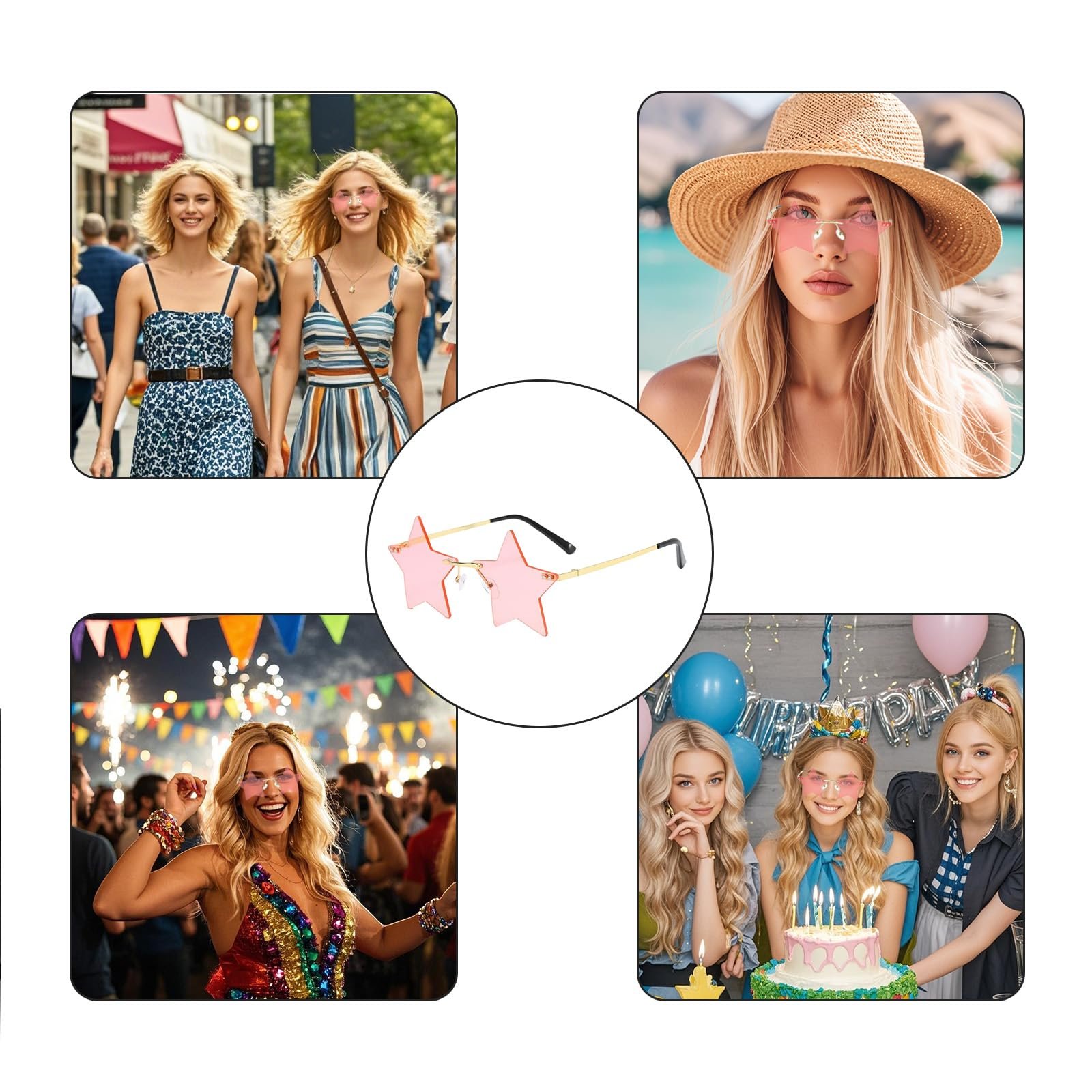 Сонцезахисні окуляри Зірка ASFWAGQ Прозорі рожеві, фото №5