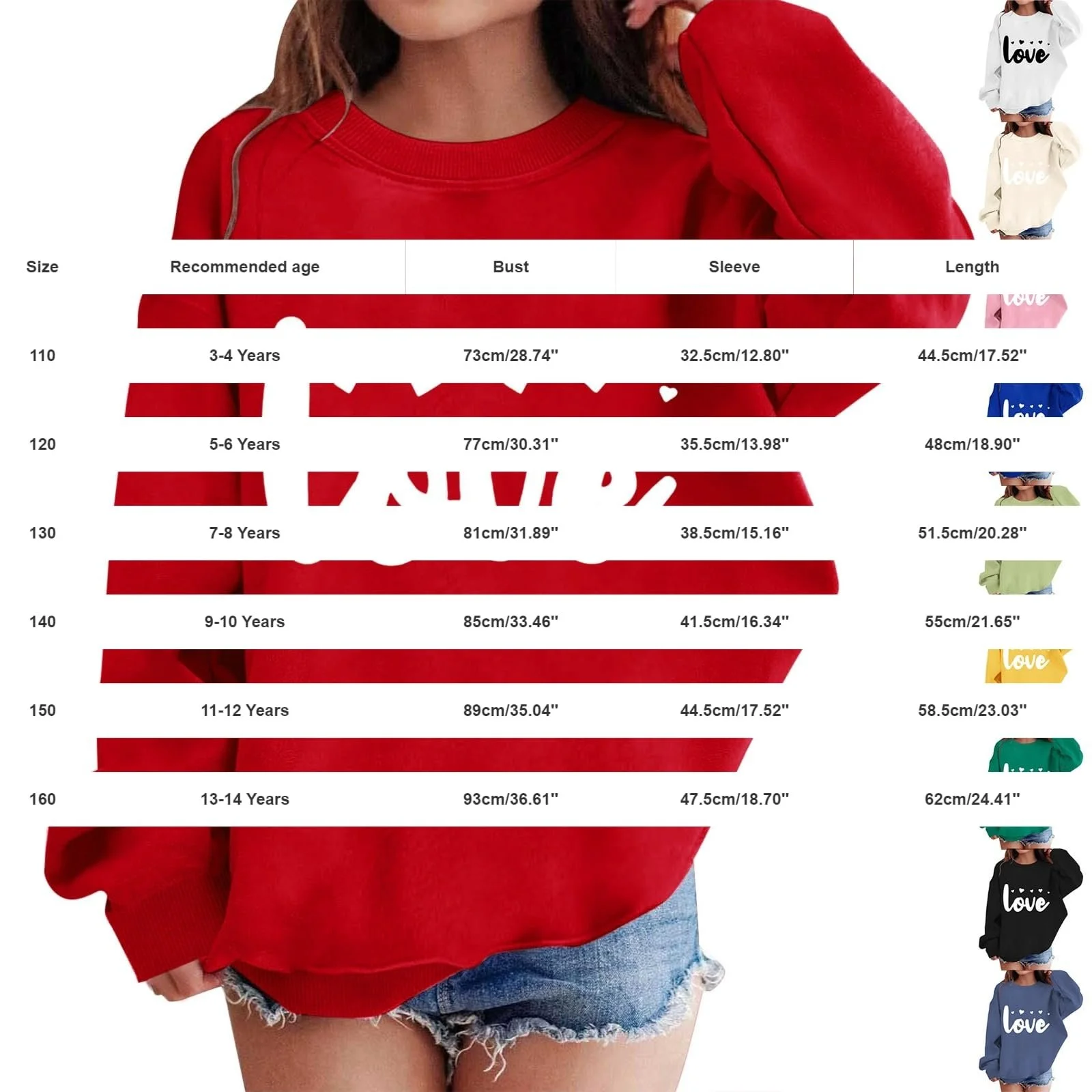 Джемпер Детский свитшот Милые девочки Круглый вырез Длинный рукав Хлопок Круглая шея Свободный Длинный рукав Теплая одежда Зимняя мода, фото №7