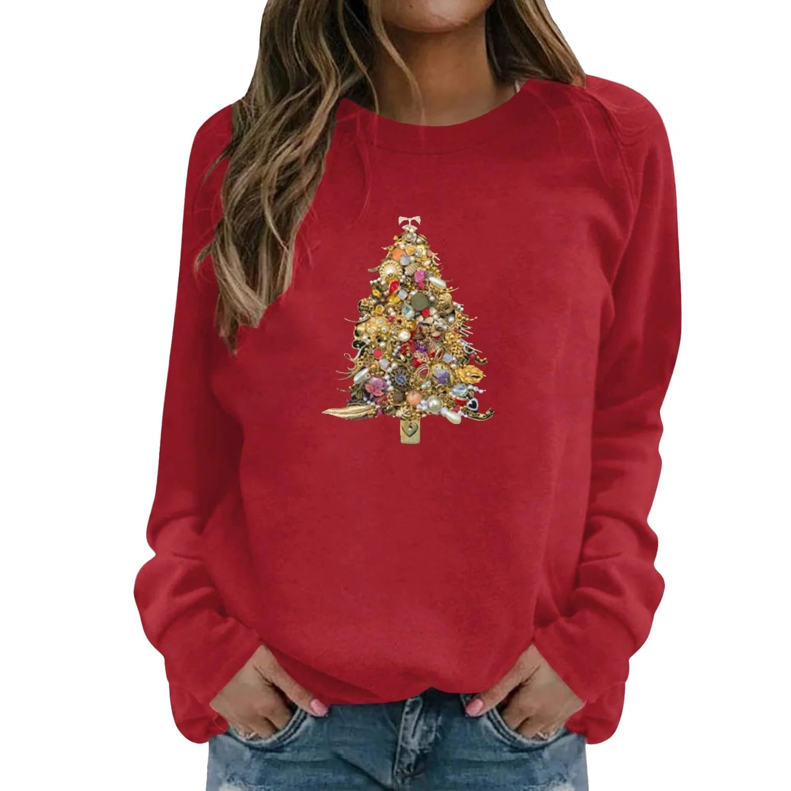 Женская толстовка Nuaoxyeu с принтом рождественской елки, фото №1 Женская толстовка Nuaoxyeu с принтом рождественской елки, фото №1