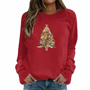 Женская толстовка Nuaoxyeu с принтом рождественской елки - Фото 1