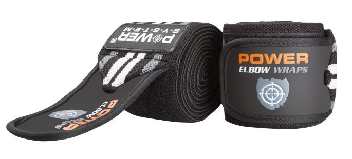 Бинти на лікоть Power System PS-3600 Elbow Wraps Grey/Black пара, фото №1