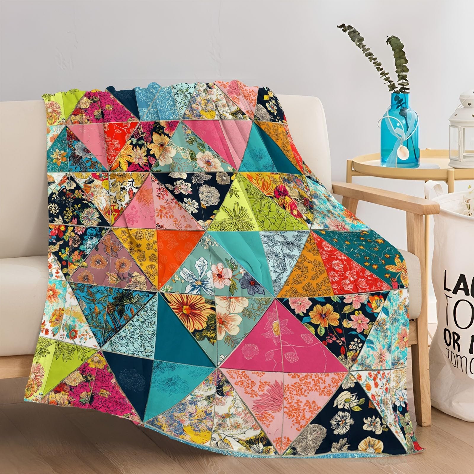 Фланелева Покривало Геометрія Градієнт Кольори Квітковий візерунок, фото №5 Фланелева Покривало Геометрія Градієнт Кольори Квітковий візерунок, фото №5