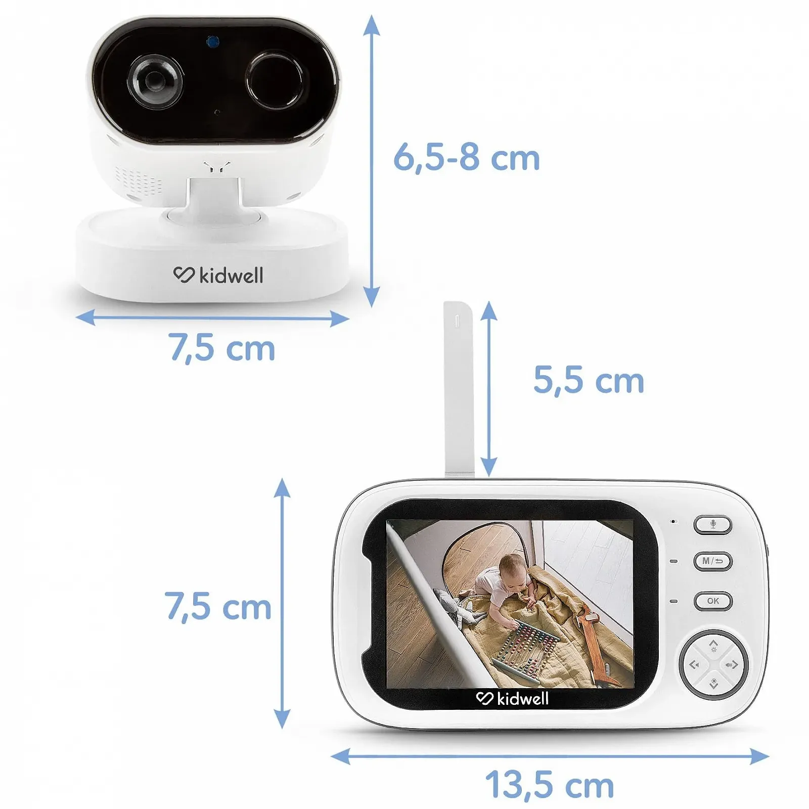 Відеоняня COIL Нічний режим 8 Колискових VOX 300 м Температура 3.5" LCD 720p, фото №5