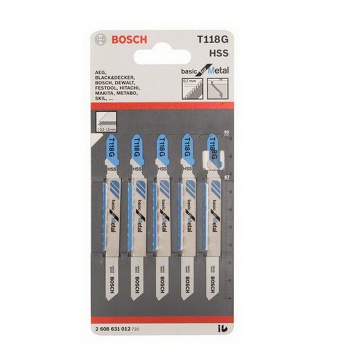 Пілка Bosch T118G 5шт по металу 2608631012 арт.pilset128, фото №1 Пілка Bosch T118G 5шт по металу 2608631012 арт.pilset128, фото №1