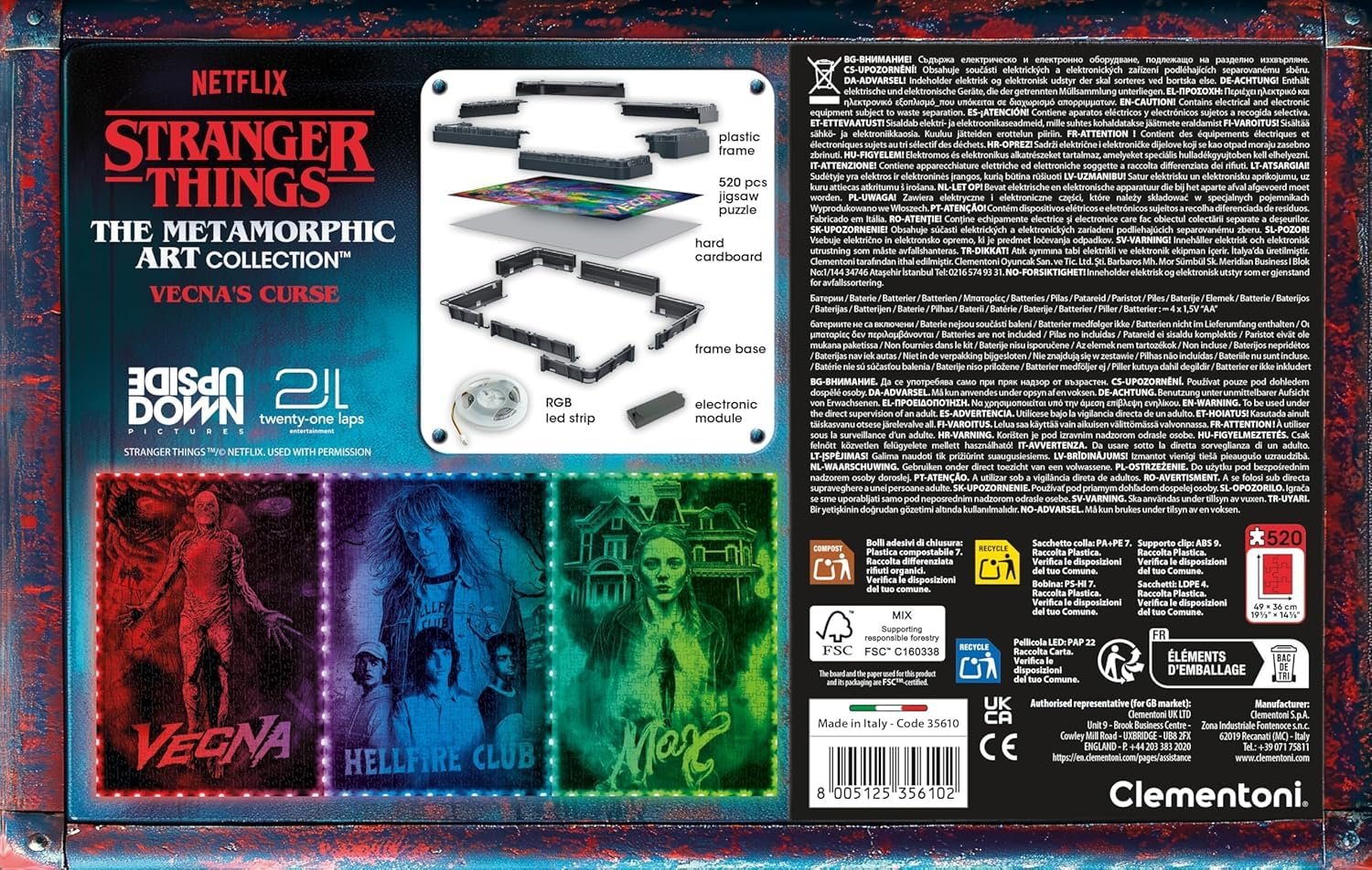 Пазл Clementoni Stranger Things Metamorphic Art Collection Vecna 520 деталей с подсветкой 35610, фото №8 Пазл Clementoni Stranger Things Metamorphic Art Collection Vecna 520 деталей с подсветкой 35610, фото №8