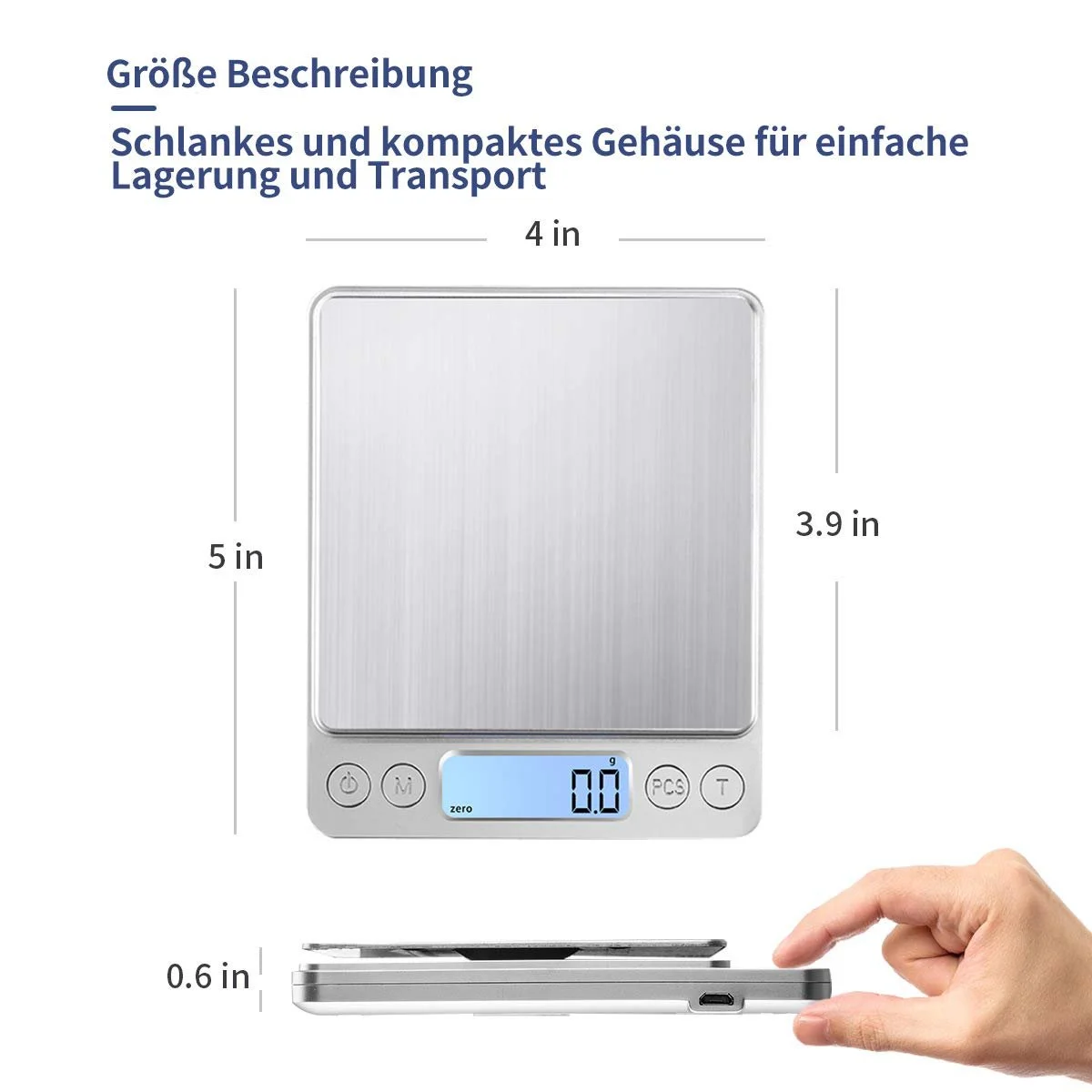 Цифрові кухонні ваги USB Charging 3 кг / 0.1 г High Precision Stainless Steel, фото №6 Цифрові кухонні ваги USB Charging 3 кг / 0.1 г High Precision Stainless Steel, фото №6