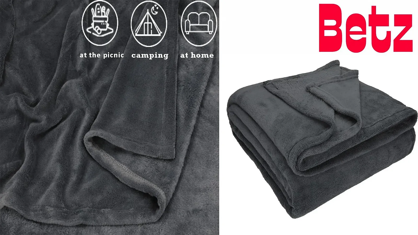 Плед для дивану Betz Cuddly Fluffy Teddy XXL, теплий, 150 x 200 см, антрацитовий сірий, фото №3