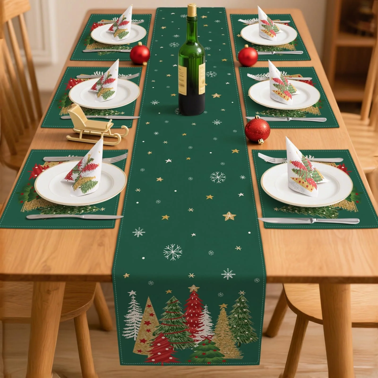 Набір для декору столу ZWJD Christmas Green 40 x 140 см, фото №4 Набір для декору столу ZWJD Christmas Green 40 x 140 см, фото №4
