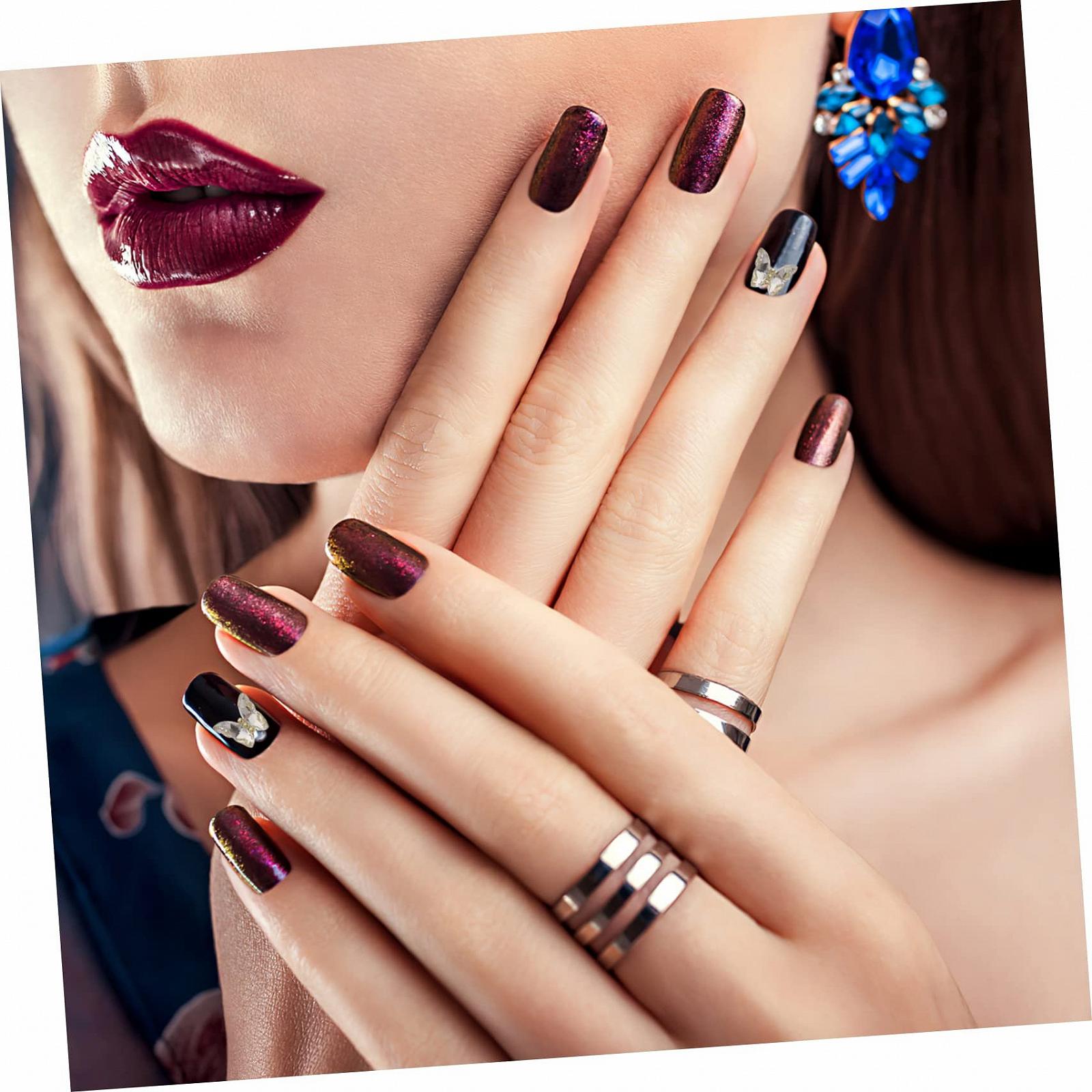 Украшение для ногтей Бабочка Стразы для ногтей Бабочки Наклейки для ногтей Самодельные украшения для ногтей 3D Бабочки Кристально-белый, 10 штук, фото №4