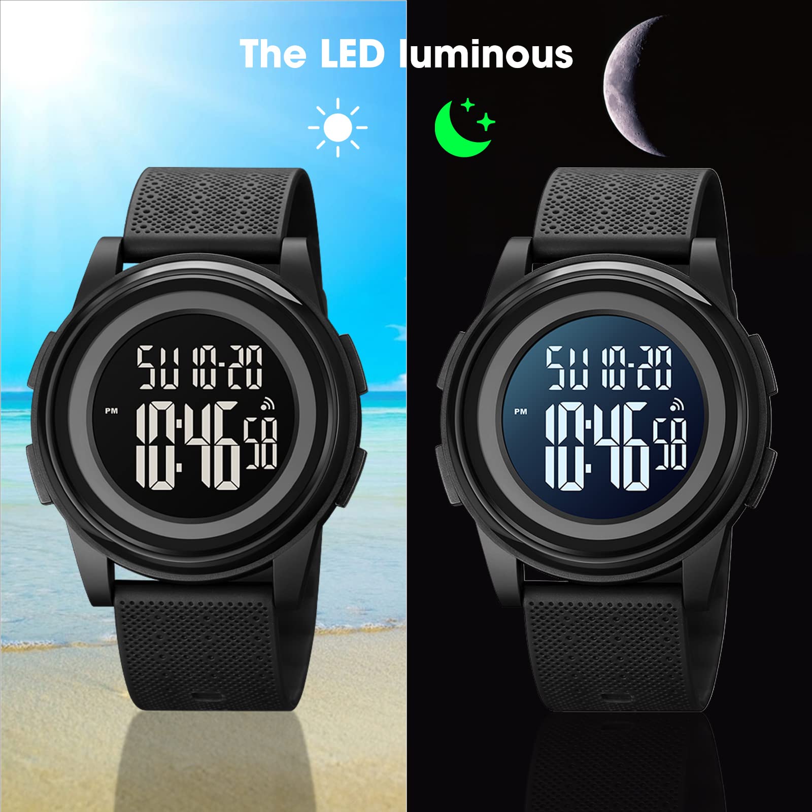 Часы SKMEI Digital Sports 1895-All, 1895-all Black-f LED Backlight Спортивные черные, фото №2