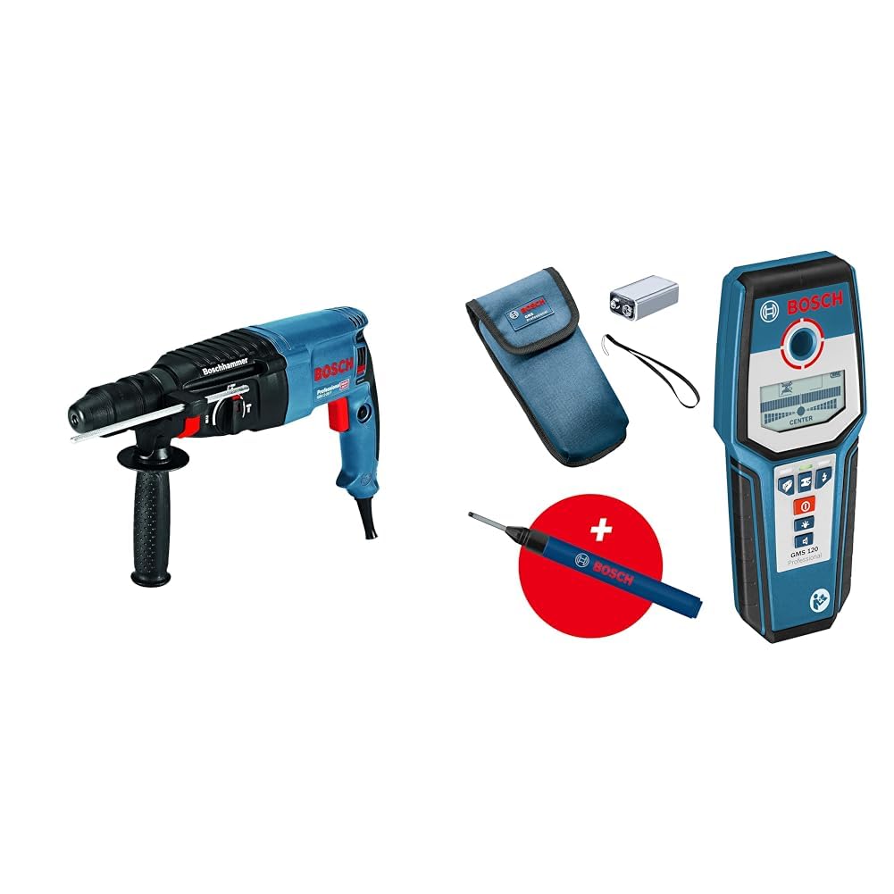 Перфоратор Bosch Professional GBH 2-26 F (Мощность 830 Вт, патрон SDS-plus, энергия удара: 2.7 Дж) + Локатор GMS 120 (Маркер отверстий, макс. глубина обнаружения: 38/120/80/50 мм), фото №1