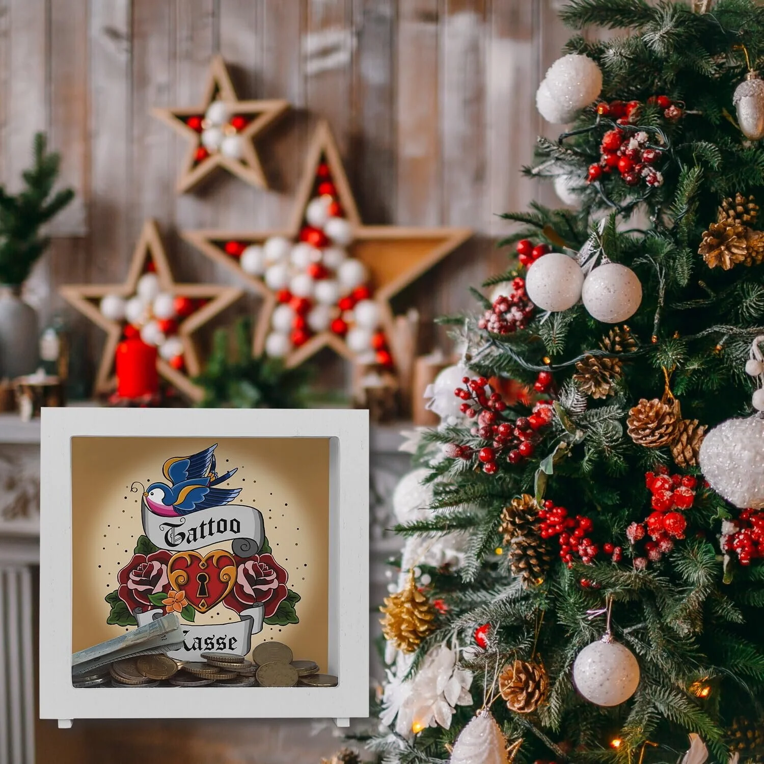 Скарбничка-рамка Tattoo Cash Register Wooden, фото №5