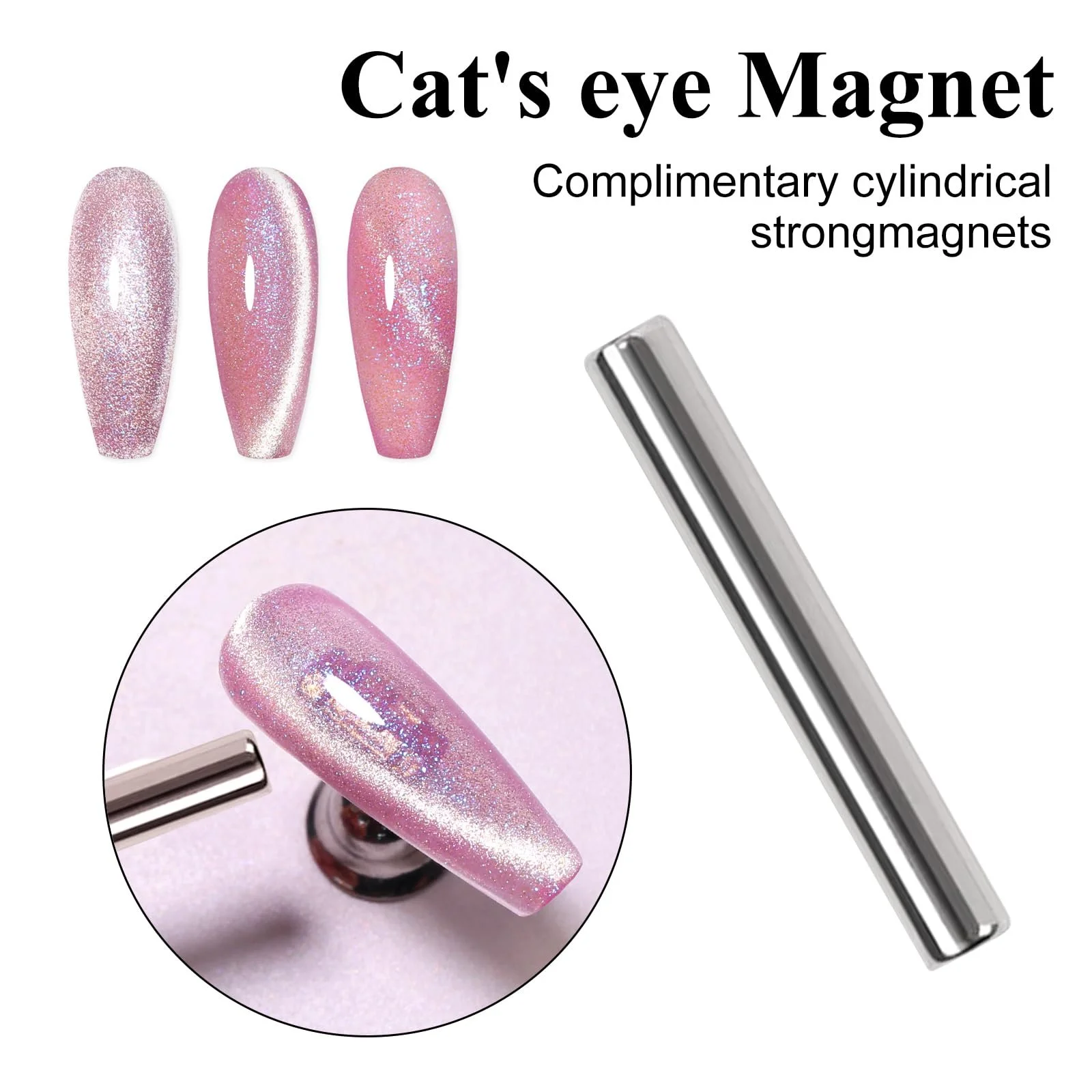 Гель-лак для ногтей Кошачий глаз Imtiti Aurora Rose, 15 мл, Galaxy Rose, голографический глиттер, магнитный, УФ, закаленное стекло, с магнитом, фото №4