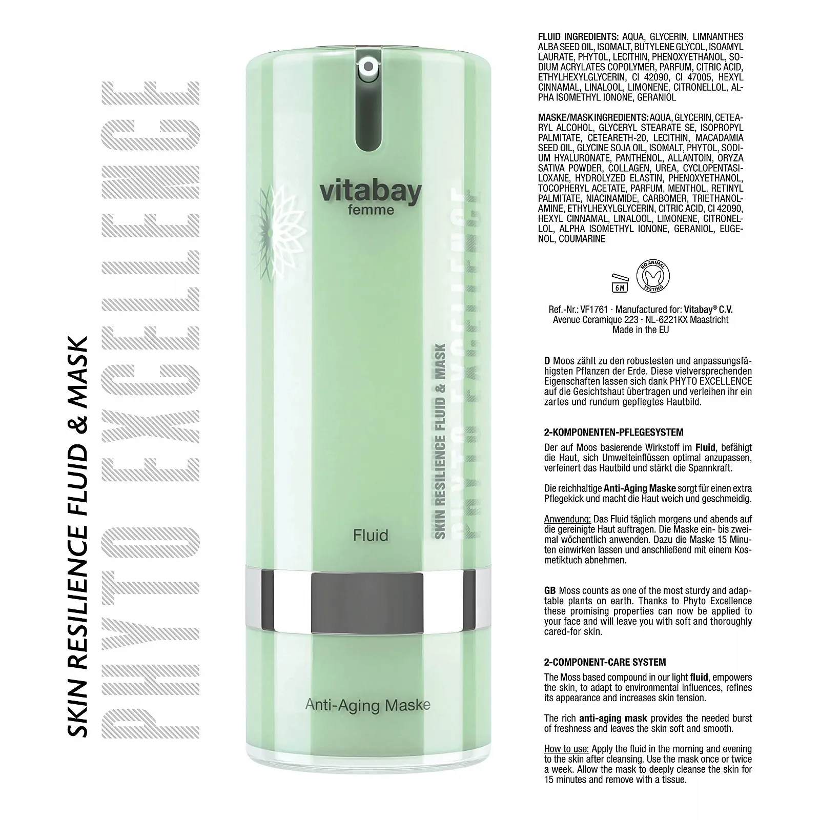 Флюїд і маска проти старіння Vitabay Phyto Excellence 80 мл, мох проти проблемної шкіри, фото №6