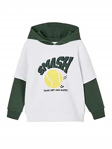 Толстовка с капюшоном для мальчиков Vertbaudet с многослойным эффектом и переработанным полиэстером - Фото 1