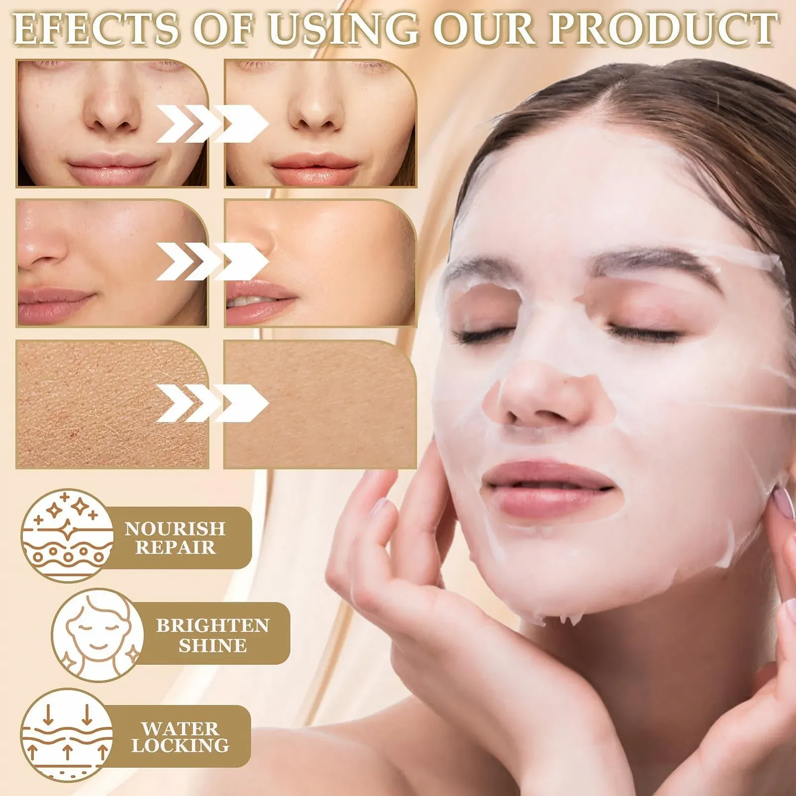 Набір тканинних масок для обличчя Молоко кози + Рис, 10 шт, фото №6