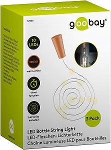 Гирлянда goobay для бутылок 3 x 10 LED, 1 м, прозрачная, бесцветная (3 батарейки LR44 в комплекте) - Фото 1