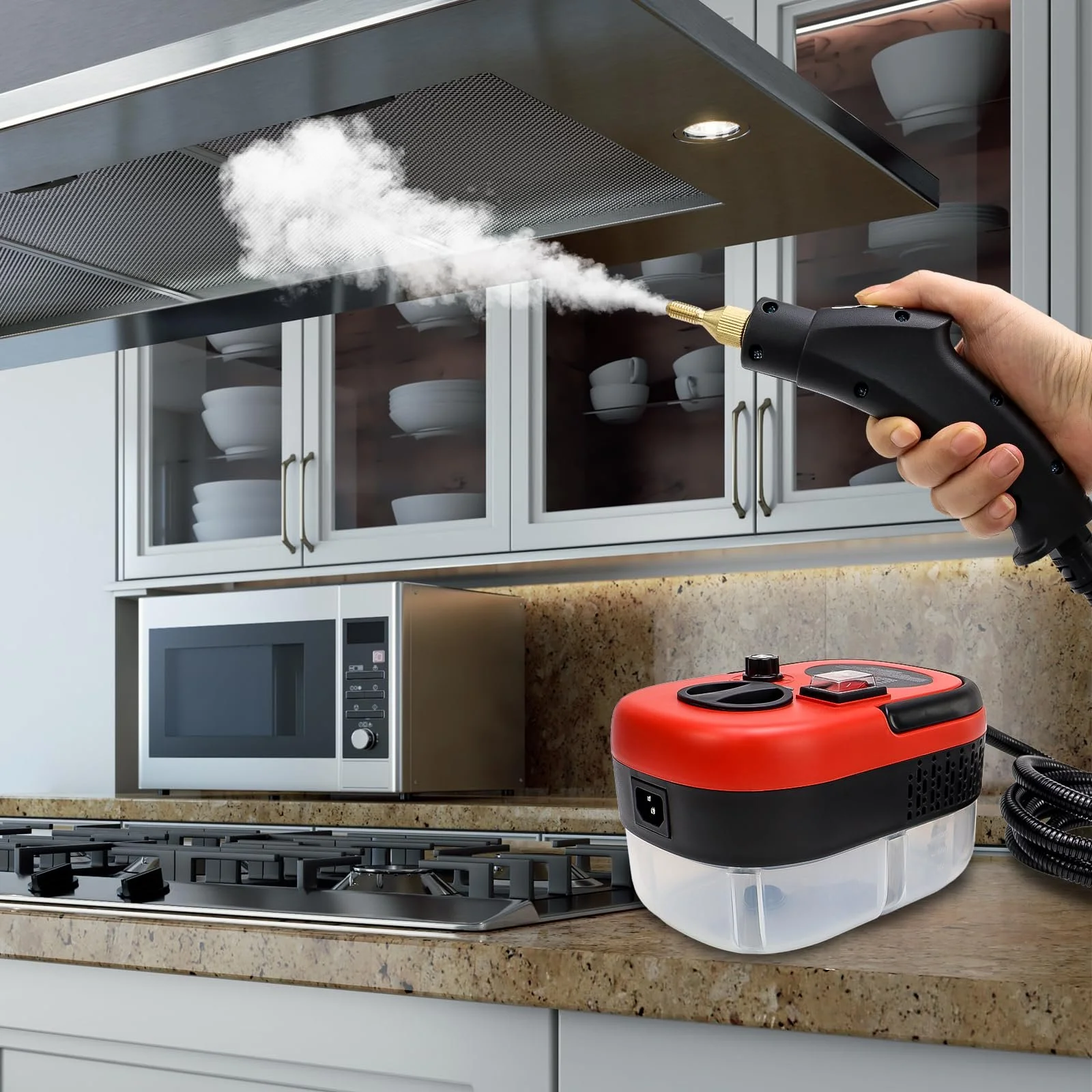 Ручний пароочисник 2500 Вт 1200 мл 3 бар 6 швидкостей Червоний, фото №6 Ручний пароочисник 2500 Вт 1200 мл 3 бар 6 швидкостей Червоний, фото №6