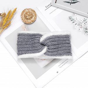 В'язана зимова пов'язка на голову Об'ємна з флісовою підкладкою Еластична synthetic.ua - Фото 1