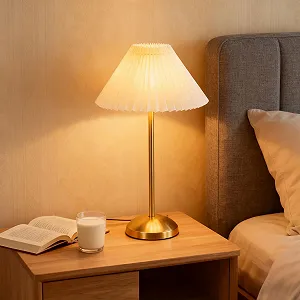 Настільна лампа Bewinner Cordless Touch Акумуляторна Плісований тканинний абажур (Style 1) synthetic.ua - Фото 1