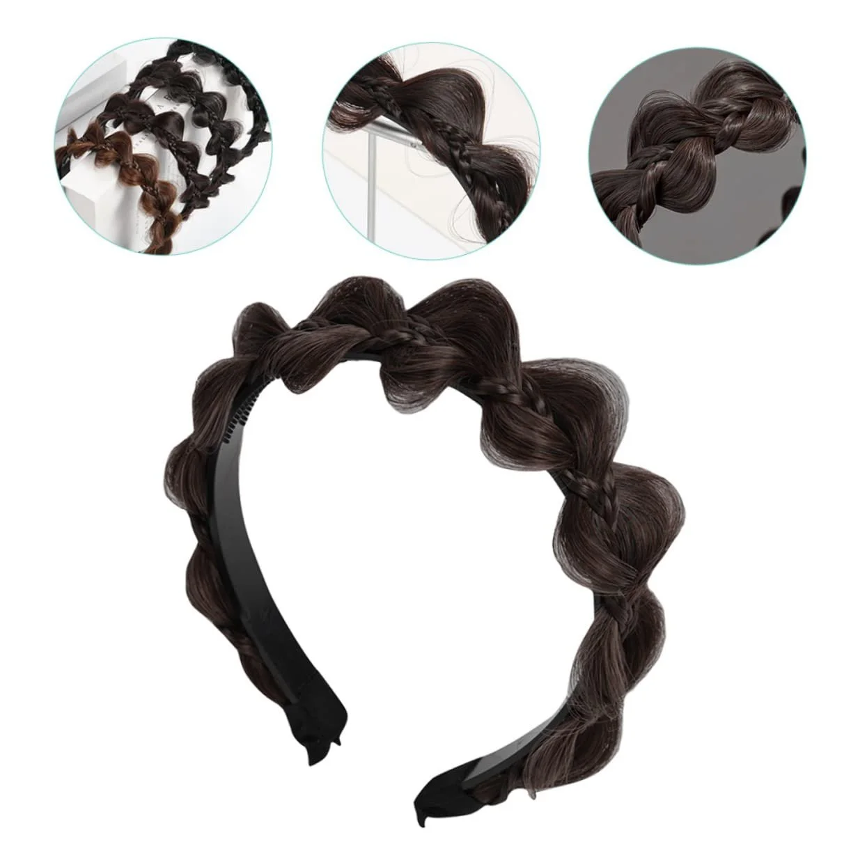 Обруч для волосся Плетінка FRCOLOR Ялинка Чорний, фото №4 Обруч для волосся Плетінка FRCOLOR Ялинка Чорний, фото №4