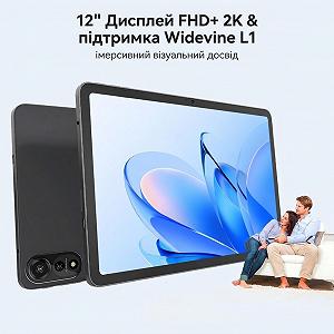 Планшет 12" 2K Blackview MEGA 2 8+16/256GB 4G 2-SIM 8 ядер Android 15 9000 mAh Чорно-сірий synthetic.ua - Фото 1