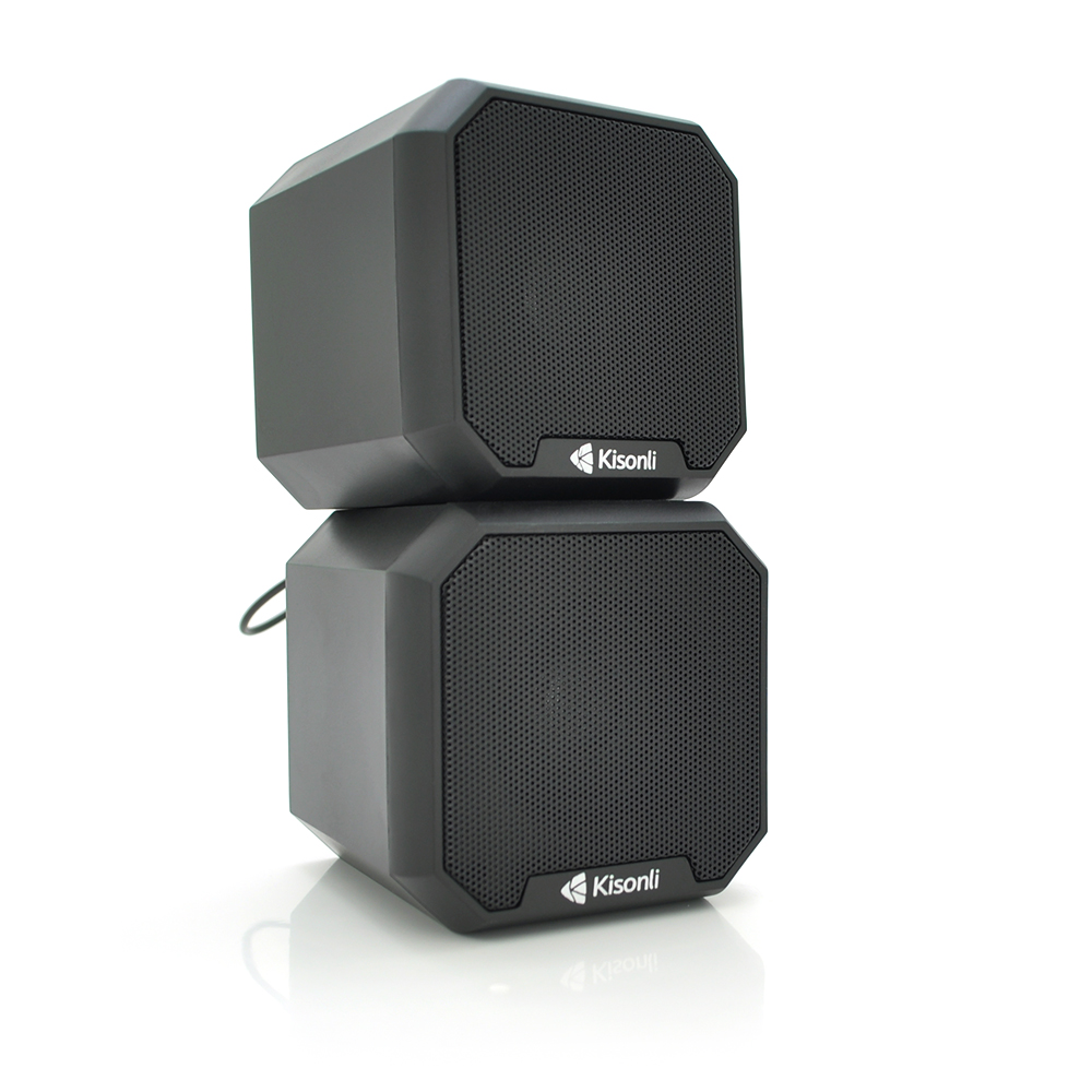 Колонки 2.0 Kisonli KS-02, для ПК і ноутбука USB 3.5mm, 2x3W 20Hz 20KHz Black BOX Q50, фото №1