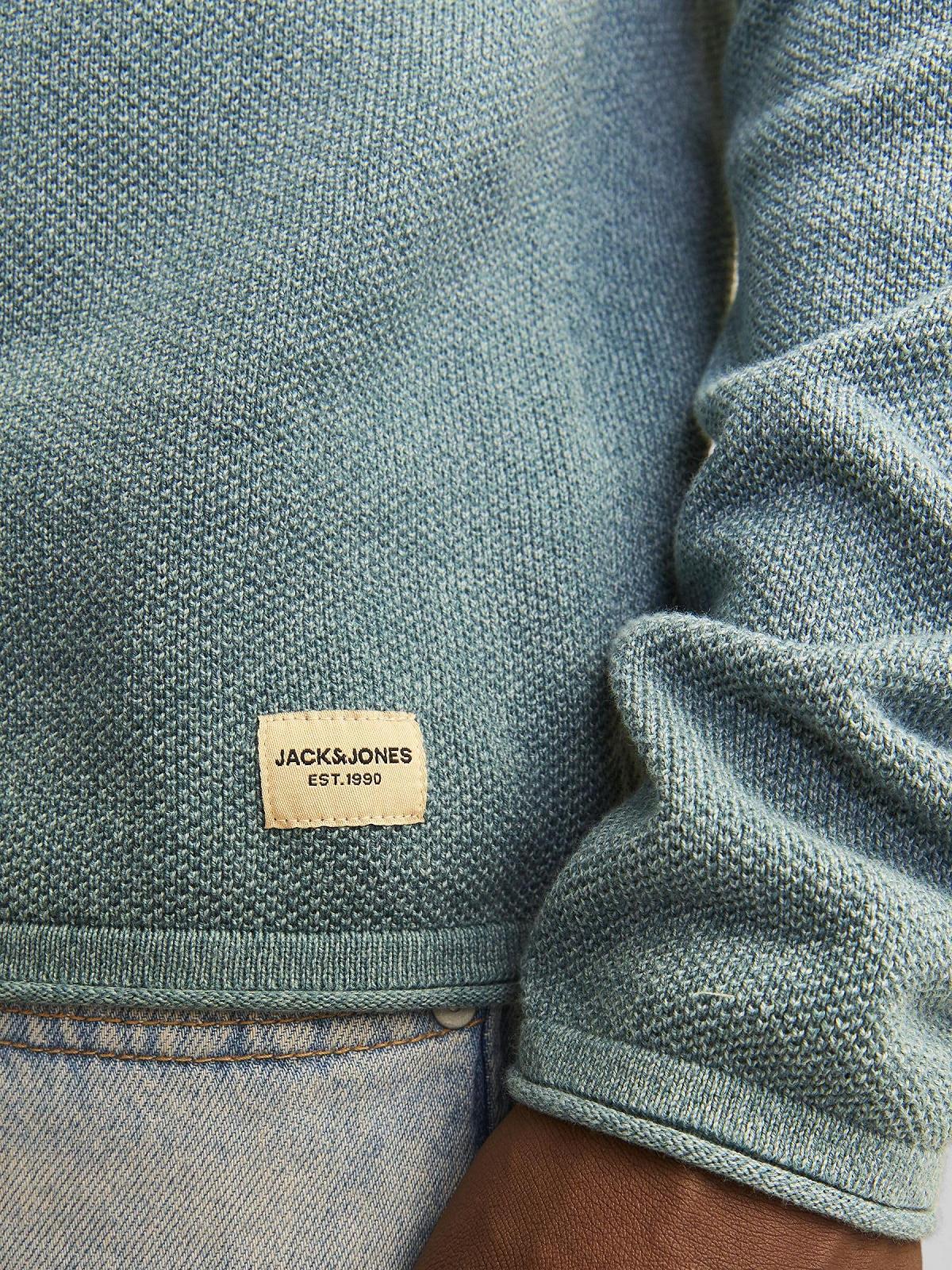 Вязаний пуловер JACK & JONES JJEHILL чоловічий, з круглим вирізом, базова бавовняна сорочка з довгим рукавом, фото №5