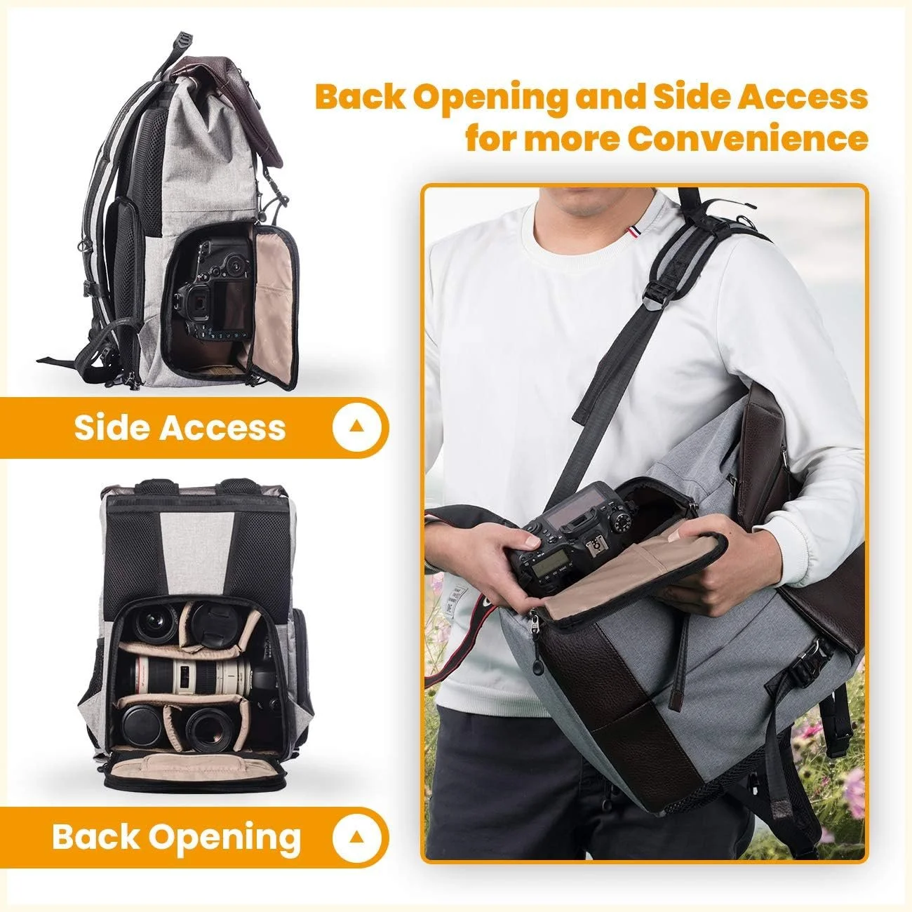 Водонепроникний рюкзак для фотокамери TARION RB- 02 Сірий/Коричневий, фото №4 Водонепроникний рюкзак для фотокамери TARION RB- 02 Сірий/Коричневий, фото №4