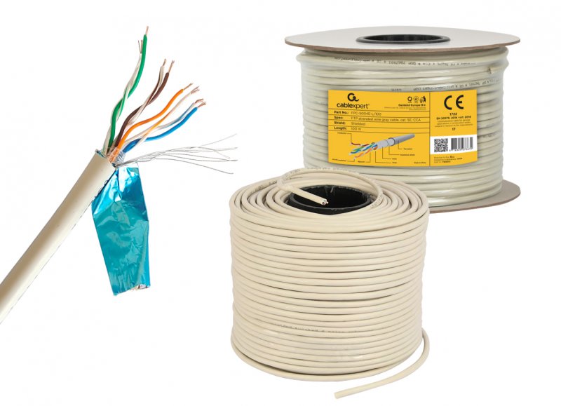 Звита пара Cablexpert FPC-5004E-L/100, CAT5e багатожильна алюміній під міддю CCA з AWG24 екранована фольгою 100 м, фото №2