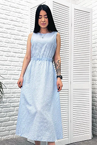 Женское летнее платье миди на резинке GF509323 размер 46/48, цвет голубой - Фото 1