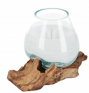 Ваза GURU SHOP Burl Wood з свічкою, чаювником зі склянки, висока, коричнева 13 x 13 x 11 см synthetic.ua - Фото 1