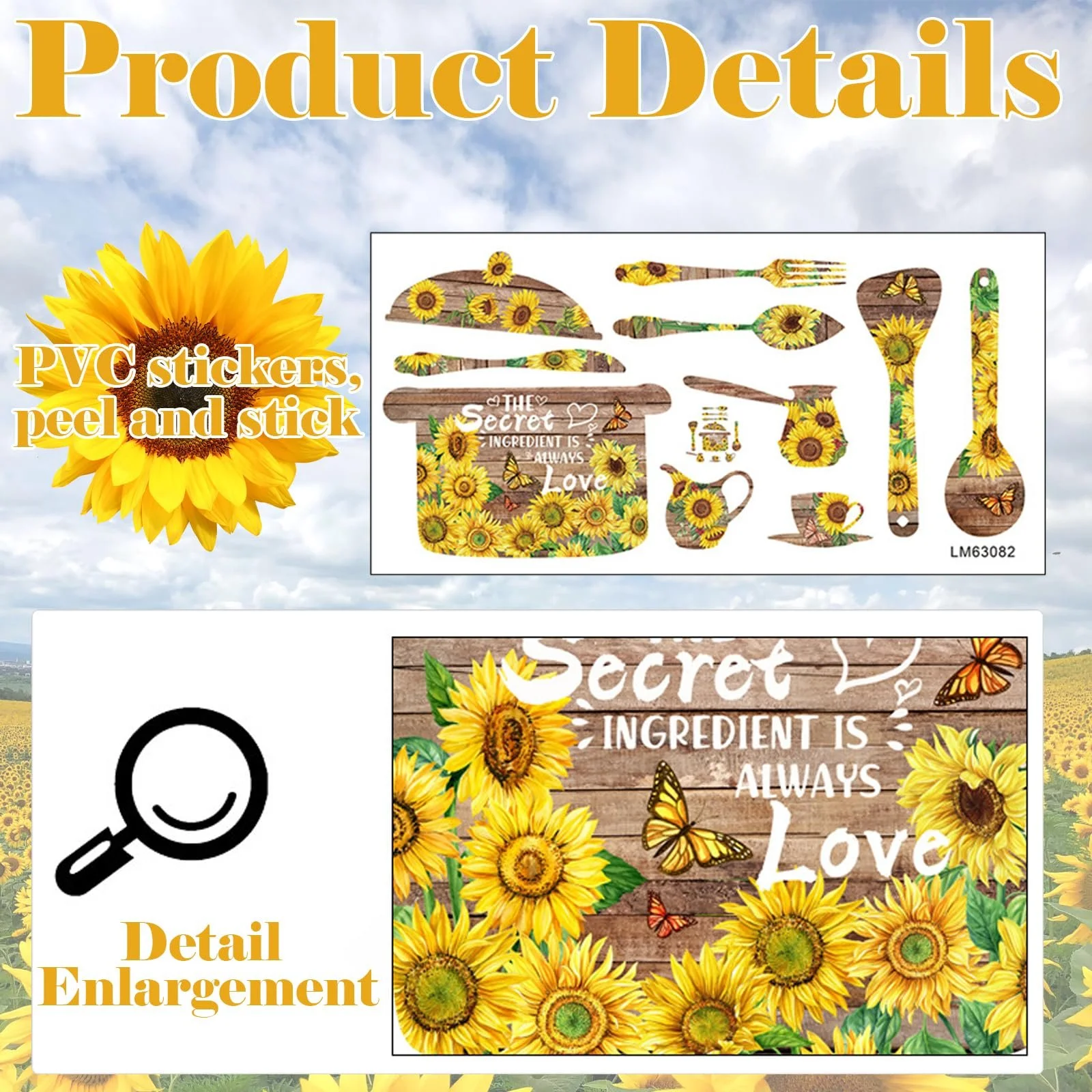 Наклейка на стіну Соняшник акварельна 3D Жовта, фото №3