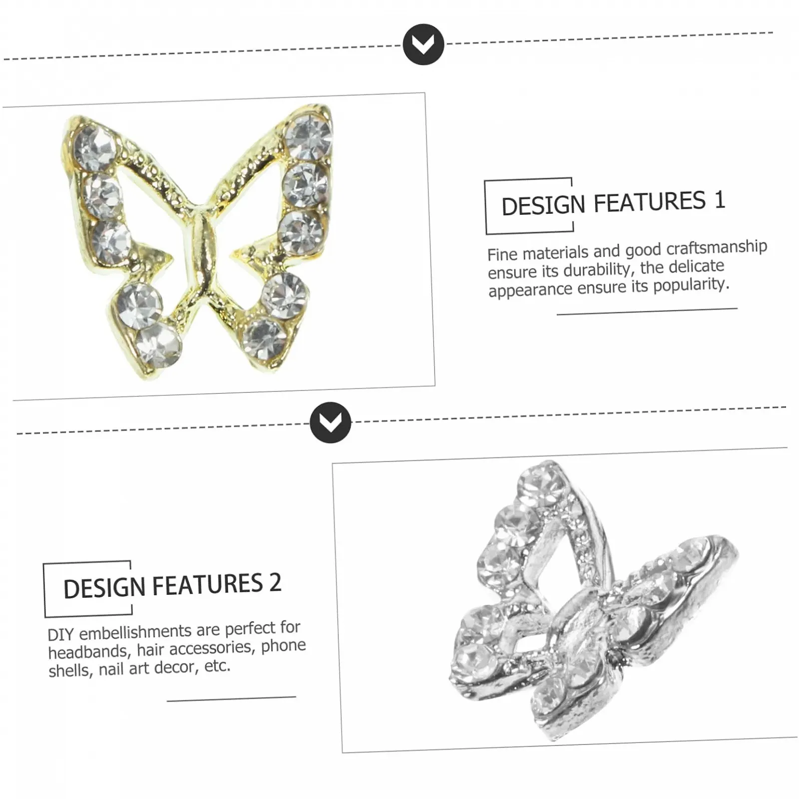 Підвіски для нігтів Метелики 3D MERRYHAPY, фото №7