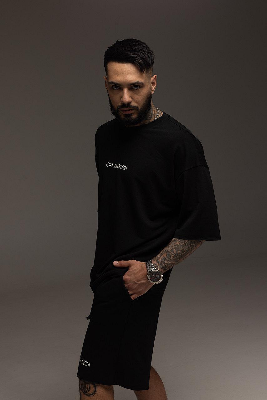 Костюм мужской летний черный Calvin Klein Стильный оверсайз на лето Базовый комплект для мужчины, фото №4