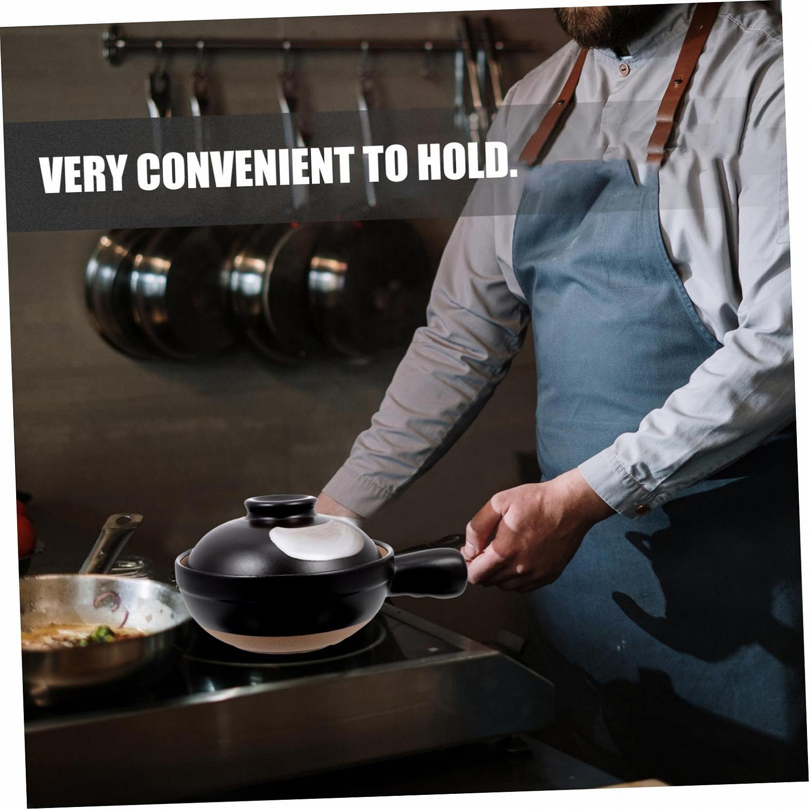 Керамічний ківш Garneck З кришкою З однією ручкою Жаростійкий, фото №5