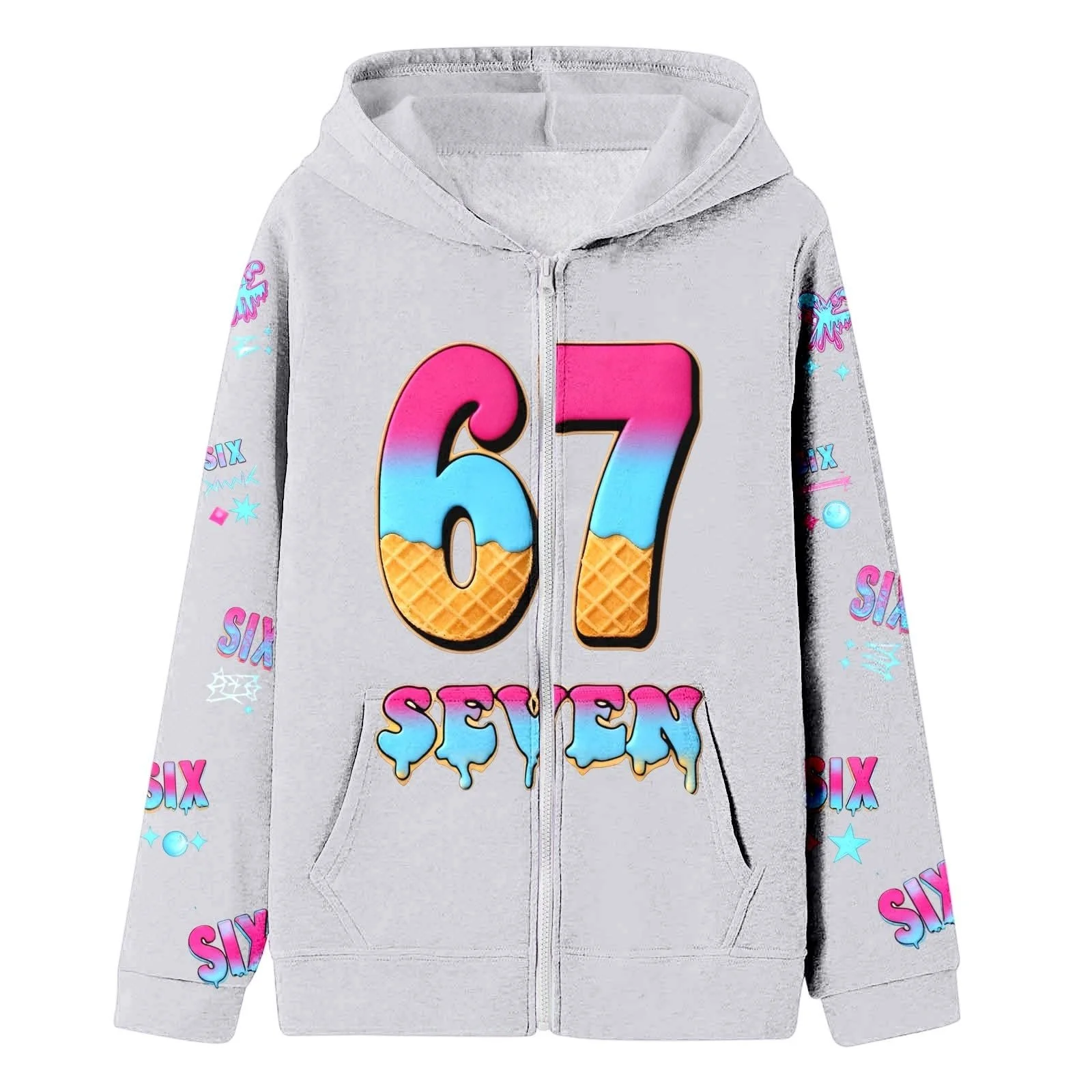 Худі Six Seven 67 Meme З довгими рукавами Толстовка з капюшоном, фото №6 Худі Six Seven 67 Meme З довгими рукавами Толстовка з капюшоном, фото №6