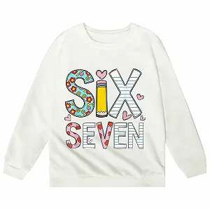 Свитшот Generisch для девочек с рисунком 67, детская рубашка с длинными рукавами, свитшоты Six Seven, рубашки с круглым вырезом и длинными рукавами, забавные спортивные топы, мягкая зимняя домашняя одежда, свитшот для мальчиков 1-14 лет - Фото 1
