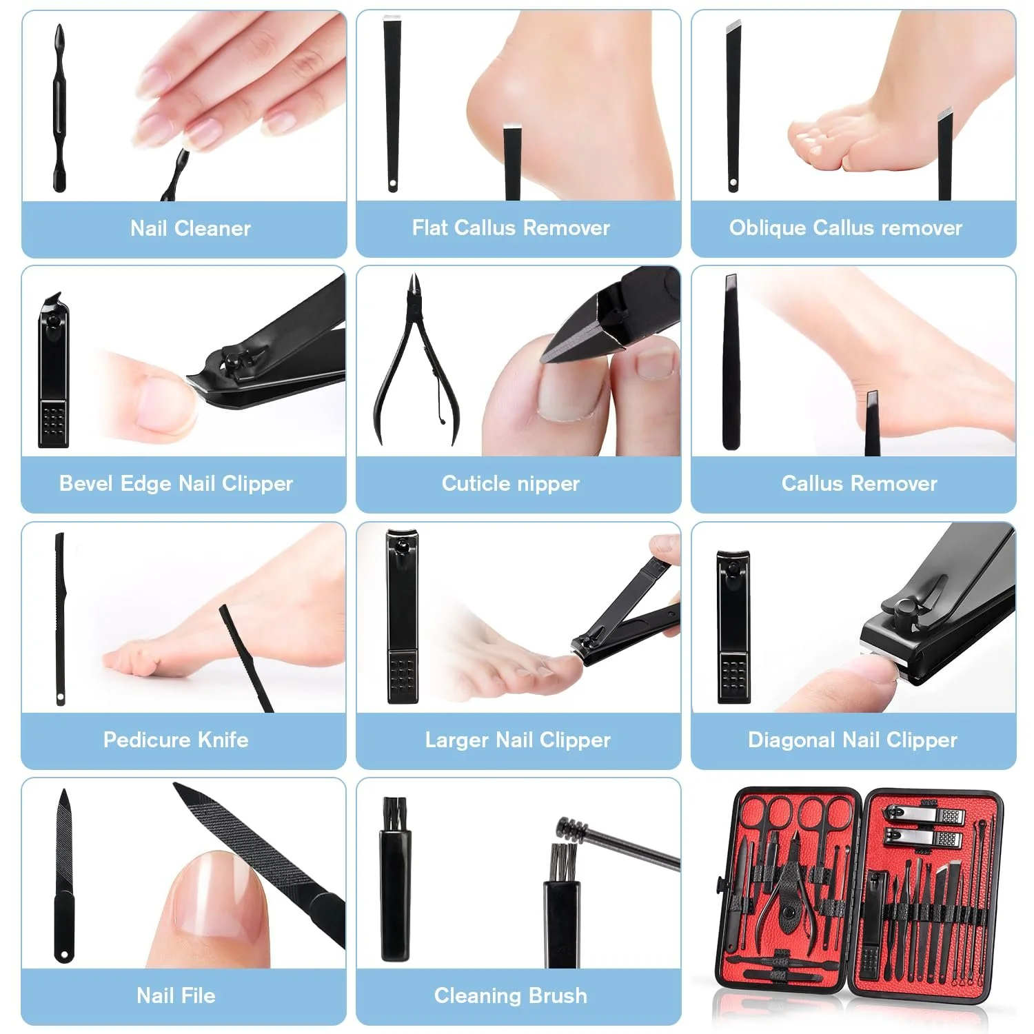 Набор для маникюра 23 шт., из нержавеющей стали, портативный, фото №6
