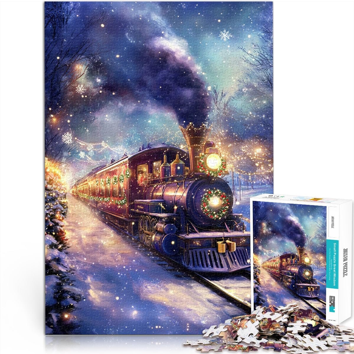 Пазл Christmas Train in Winter 1000 елементів 26 x 38 см, фото №1 Пазл Christmas Train in Winter 1000 елементів 26 x 38 см, фото №1