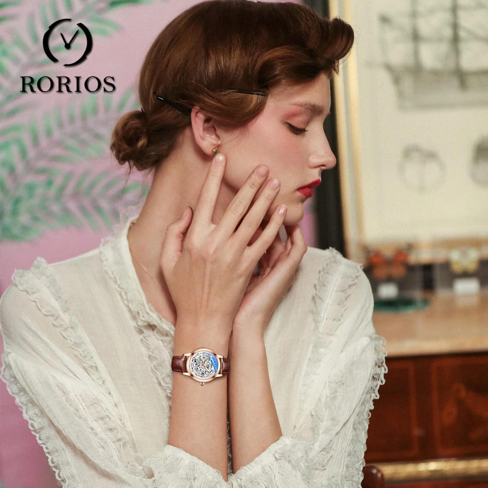 Механічний Автоматичний Годинник RORIOS Tourbillon Шкіряний Ремінець Коричневий, фото №2