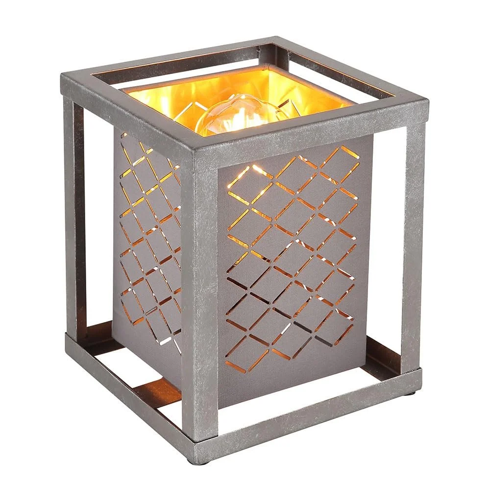 Настольная лампа Декоративная с вырезами Квадратная Высота 22 см Античный серый, фото №9