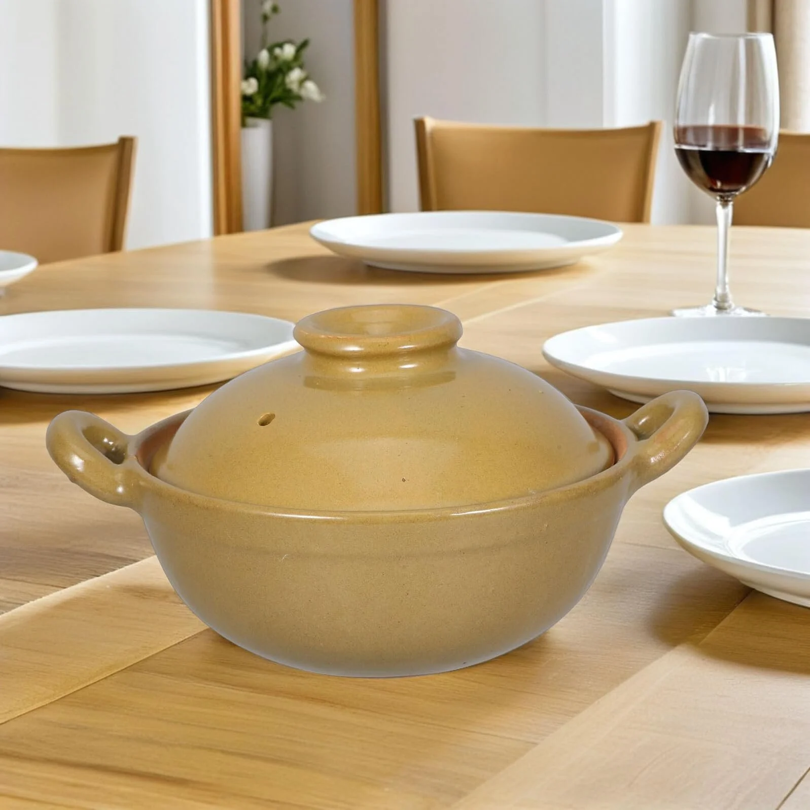 Кастрюля-жаровня VALICLUD керамическая с двойной ручкой термостойкая, фото №6