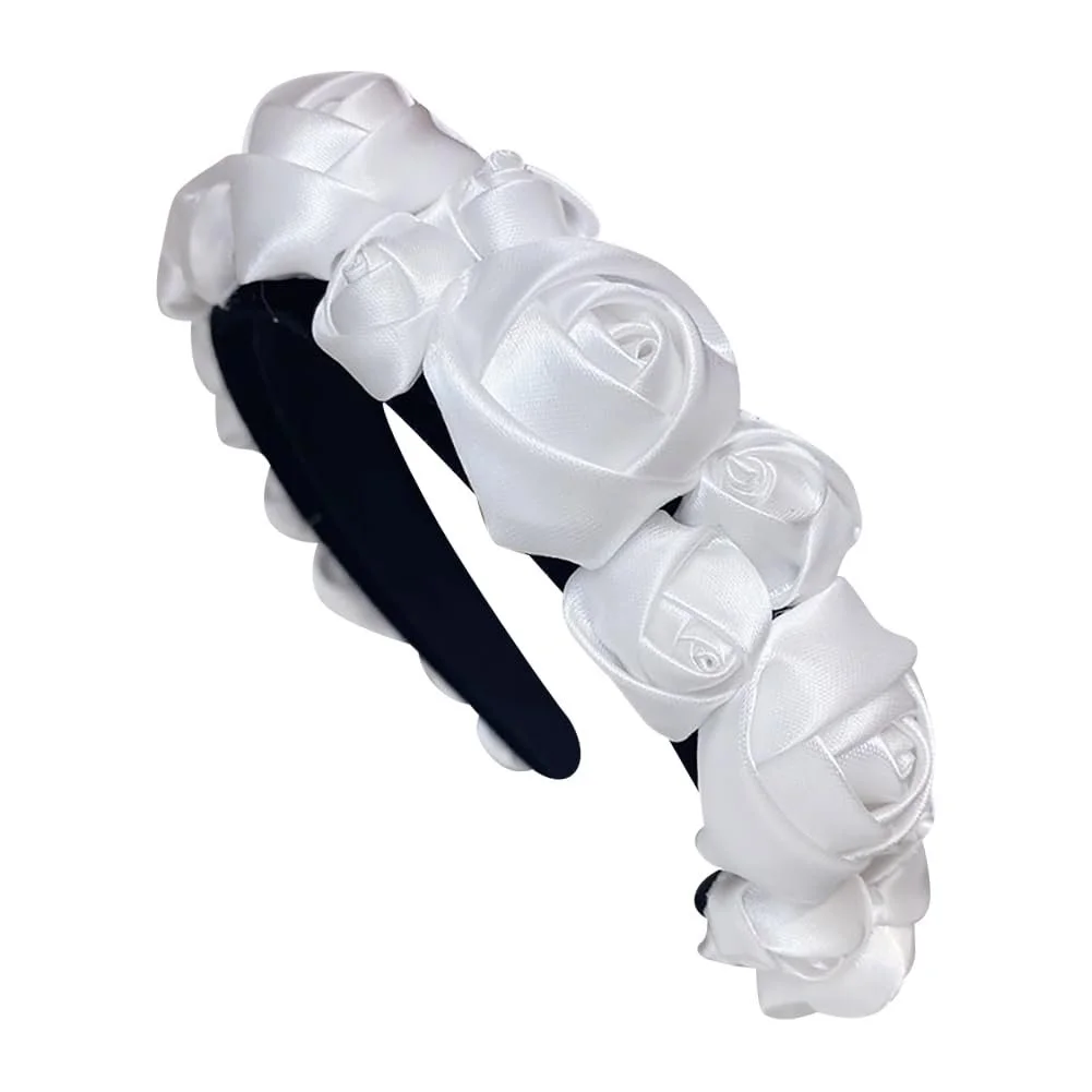 Обруч для волосся атласна троянда, фото №1